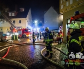 Großbrand in der Altstadt Besigheim - offener Dachstuhlbrand im Zentrum
