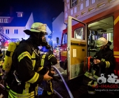 Großbrand in der Altstadt Besigheim - offener Dachstuhlbrand im Zentrum