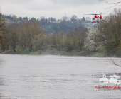 Großer Sucheinsatz auf dem Neckar zwischen Marbach und Ludwigsburg, nachdem ein Boot in starker Strömung gekentert sein soll