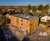 Luftaufnahmen Baustellendoku Asylheim nimmt Gestalt an