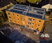 Luftaufnahmen Baustellendoku Asylheim nimmt Gestalt an