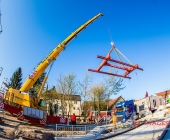 Aufstellung Module Unterkunft für Flüchtlinge Hindenbrugstrasse