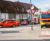 Gasaustritt im „Bädle“ Poppenweiler. Feuerwehr Ludwigsburg und Gefahrstoffzug Asperg im Großaufgebot vor Ort