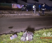 Alkoholisierter betrunkener donnert evtl. mit 160 Innerorts gegen Schildermast Motorblock wird herausgerissen