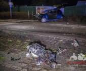 Alkoholisierter betrunkener donnert evtl. mit 160 Innerorts gegen Schildermast Motorblock wird herausgerissen