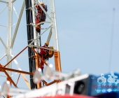 Person auf Funkmast erleidet medizinischen Notfall - Rettung in 50 Meter Höhe - Spezialkräfte aus Stuttgart vor Ort
