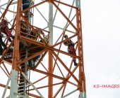 Person auf Funkmast erleidet medizinischen Notfall - Rettung in 50 Meter Höhe - Spezialkräfte aus Stuttgart vor Ort