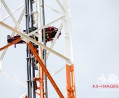 Person auf Funkmast erleidet medizinischen Notfall - Rettung in 50 Meter Höhe - Spezialkräfte aus Stuttgart vor Ort