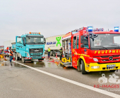 A81 LUDWIGSBURG: Gaffer - Wand verhindert blick auf Menschenrettung nach schwerem LKW-Auffahrunfall