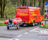 Großer Sucheinsatz auf dem Neckar zwischen Marbach und Ludwigsburg, nachdem ein Boot in starker Strömung gekentert sein soll