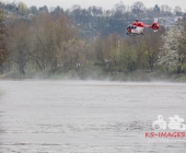 Großer Sucheinsatz auf dem Neckar zwischen Marbach und Ludwigsburg, nachdem ein Boot in starker Strömung gekentert sein soll