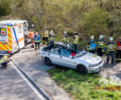 GEPIXELT -EXKLUSIV PERSONENRETTUNG DURCH FEUERWEHR- Schwerer Unfall auf der L1124. Eine Person wird durch Feuerwehr aus dem Fahrzeug befreit. Drei Verletzte drei Fahrzeuge betroffen