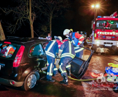 Unter Alkohol gegen den Baum geprallt. Feuerwehr muss Frau aus dem Auto schneiden
