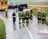 Von der Fahrbahn auf regennasser Fahrbahn abgekommen.