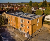 Luftaufnahmen Baustellendoku Asylheim nimmt Gestalt an
