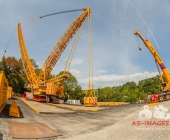 Brücke mit 55 Tonnen raus und 90 Tonnen rein. Platz 3 der größten Kräne der Welt in BURGSTETTEN