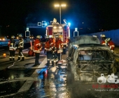 FEUERFOTOS: PKW-Brand auf der A81 höhe Parkplatz Engelberg