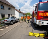 Rentnerunfall erst Fahrzeug angefahren dann unkontrolliert 50m weiter in den Vorgarten