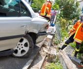 Rentnerunfall erst Fahrzeug angefahren dann unkontrolliert 50m weiter in den Vorgarten