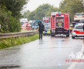 Tödlicher Unfall auf der B10 - Pkw und Lkw fingen Feuer - PKW Fahrer eingeklemmt verstarb